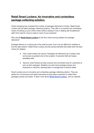 Retail Smart Lockers_ An innovative and contactless package collecting solution