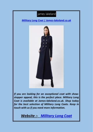 Military Long Coat  James-lakeland.co.uk