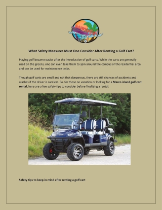 Hire the Best & Affordable Marco Island Golf Cart Rental