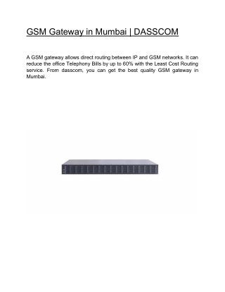 GSM Gateway in Mumbai  | DASSCOM