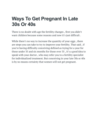 Ways To Get Pregnant In Late 30s Or 40s