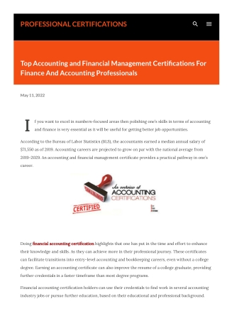 Top Accounting and Financial Management Certifications For Finance And Accounting Professionals