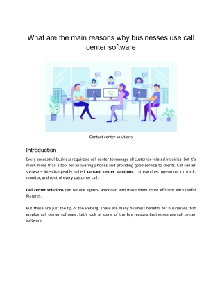 What are some of the main reasons why people searches a call center software