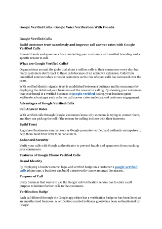Google Verified Calls - Google Voice Verification With Fonada