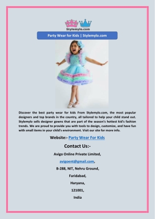 Party Wear for Kids | Stylemylo.com