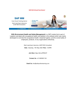 SAP EHS Virtual Free Demo