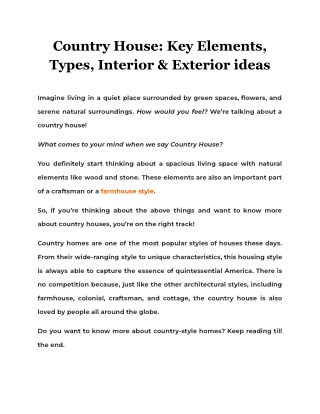Country House: Key Elements, Types, Interior & Exterior ideas