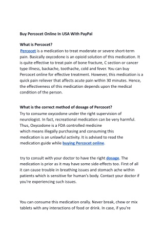 Buy Percocet Online In USA With PayPal
