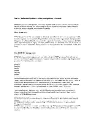 SAP EHS Training | SAP EHS Course | SAP EHS Overview