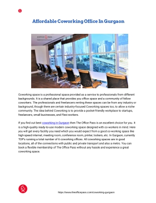 Affordable Coworking Office In Gurgaon