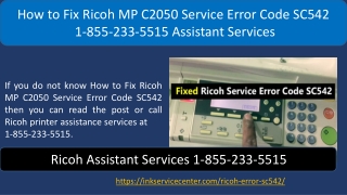 How to Fix Ricoh MP C2050 Service Error Code SC542 -  1-855-233-5515 Assistant Services