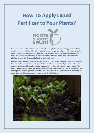 Advantages of Liquid Fertilizer | Roots, Shoots & Fruits