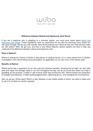 Difference between Retinol and Hyaluronic Acid Serum