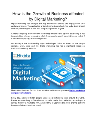 How is the Growth of Business affected by Digital Marketing