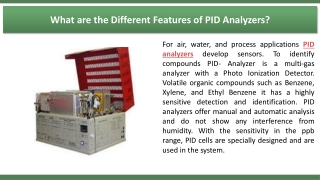 What are the Different Features of PID Analyzers
