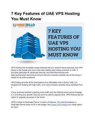 7 Key Features of UAE VPS Hosting You Must Know