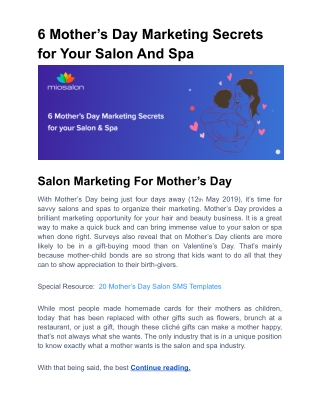 6 Mother’s Day Marketing Secrets for Your Salon And Spa