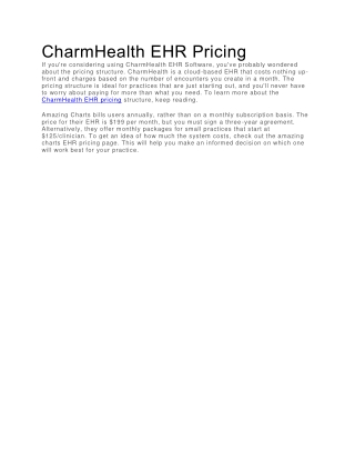 CharmHealth EHR Pricing