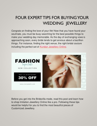 Four Expert Tips For Buying Your Wedding Jewellery