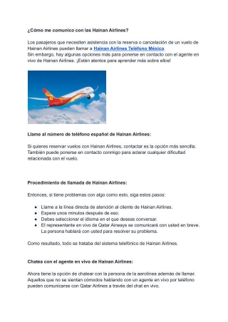 ¿Cómo me comunico con las Hainan Airlines?