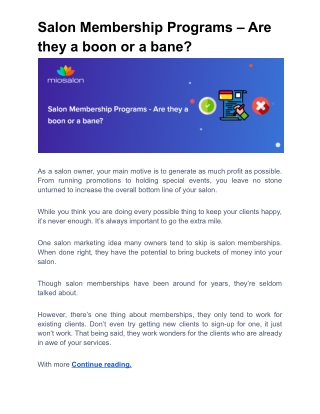 Salon Membership Programs – Are they a boon or a bane