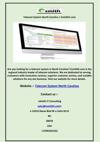 Telecom System North Carolina  Esmithit.com