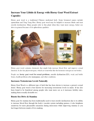 Increase Your Libido & Energy with Horny Goat Weed Extract Capsules