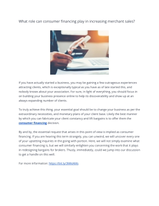 What Role Can Consumer Financing Play in Increasing Merchant Sales?