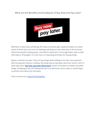 What are the Benefits and Drawbacks of Buy Now and Pay Later?