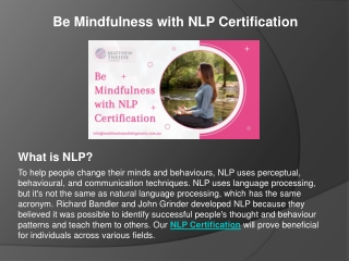 Be Mindfulness with NLP Certification