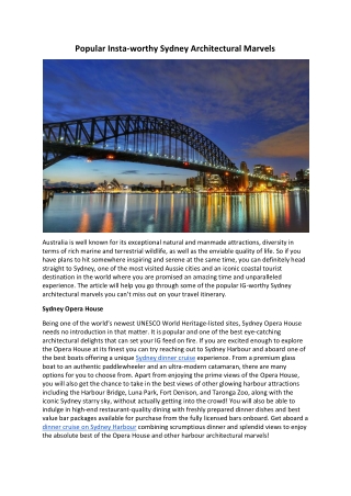 Popular Insta worthy Sydney Architectural Marvels