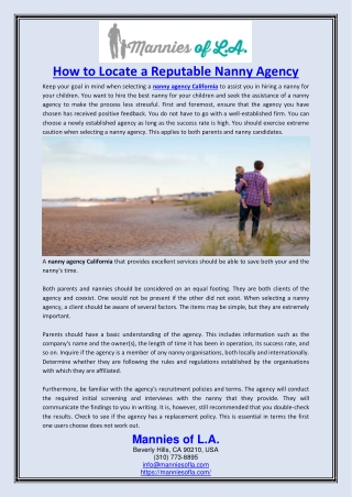 How to Locate a Reputable Nanny Agency