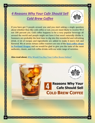 4 Reasons Why Your Cafe Should Sell Cold Brew Coffee - Seven Virtues Coffee Roas