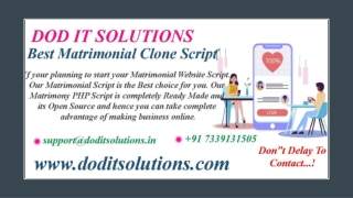 Best Online Matrimony Clone System - DOD IT SOLUTIONS