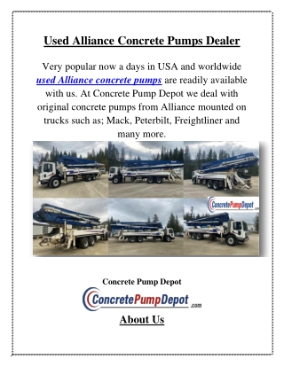 Used Alliance Concrete Pumps Dealer