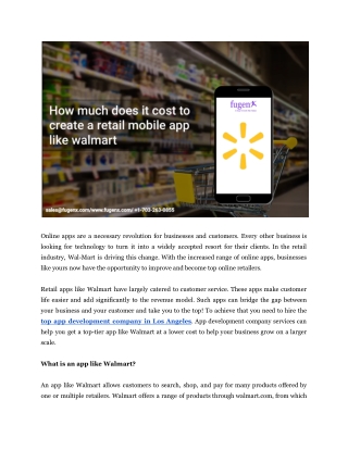 How much does it cost to create a retail mobile app like Walmart