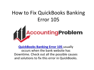 Learn & Fix QuickBooks Online Banking Error 105