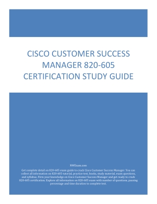 Cisco Customer Success Manager 820-605 Certification Study Guide