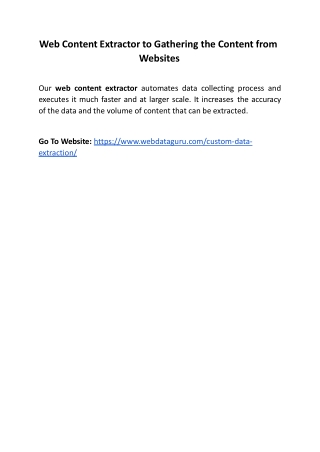 Web Content Extractor to Gathering the Content from Websites