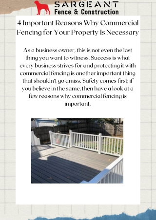 Best Deck Installation Services - Sargeant Fence Constructor