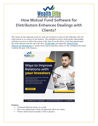 How Mutual Fund Software for Distributors Enhances Dealings with Clients