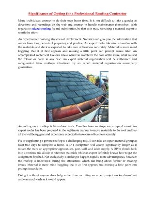 Significance of Opting for a Professional Roofing Contractor