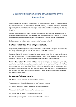 3 Ways to Foster a Culture of Curiosity to Drive Innovation