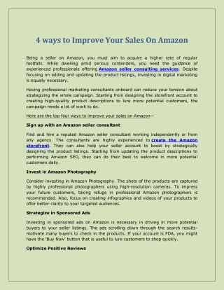 4 ways to Improve Your Sales On Amazon