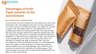 Advantages of Kraft Paper pouches to the environment
