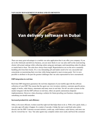 Van delivery software in Dubai