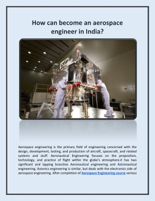 How can become an aerospace engineer in India