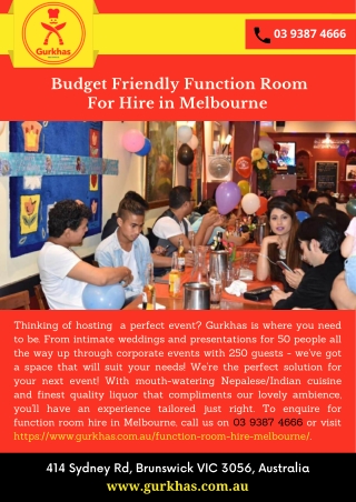 Budget Friendly Function Room For Hire in Melbourne