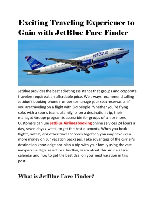 Exciting Traveling Experience to Gain with JetBlue Fare Finder