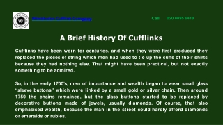 A Brief History Of Cufflinks